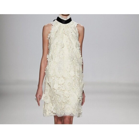 Erin Fetherston Ivory Floral 3D Appliqué Sleeveless Dress Women’s Size 6 - Picture 3 of 8
